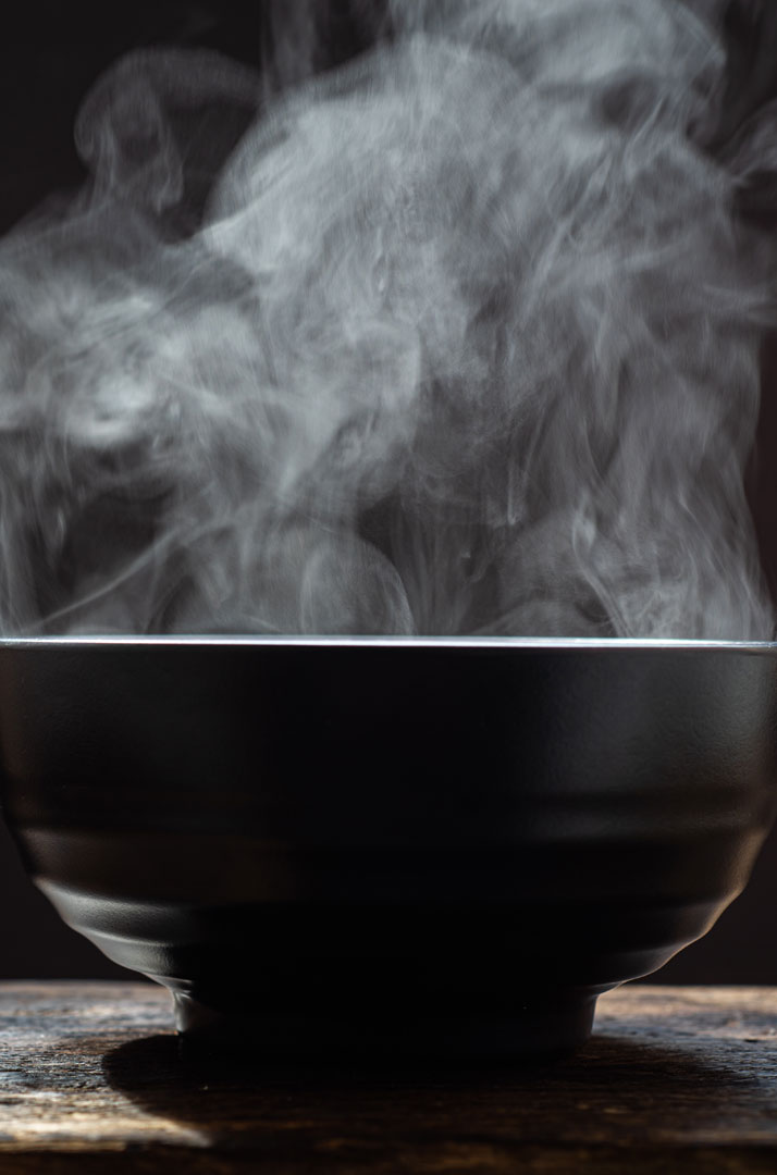 Hot Food Concept.bowl Of Hot Soup. Steam Of Hot Soup With Smoke
